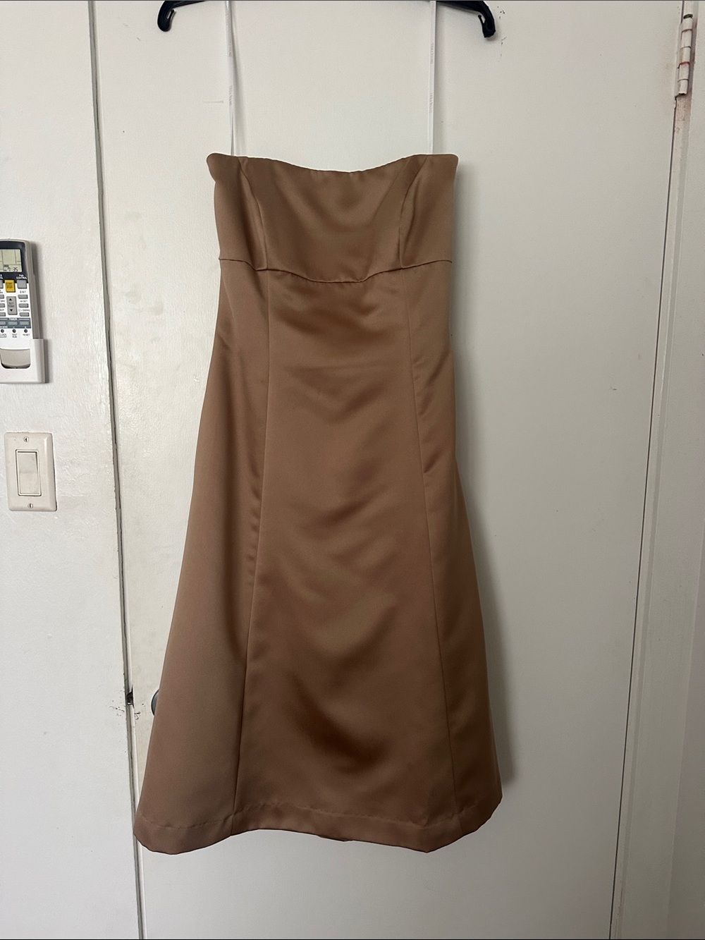 Vera Wang Strapless A-Line Dress in Tan